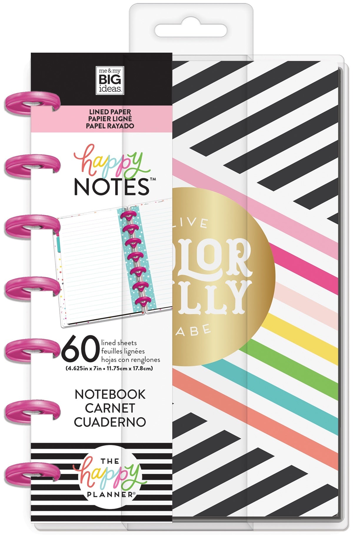 Happy Planner Mini Notebook W/60 Sheets - Live Colorfully, Lined