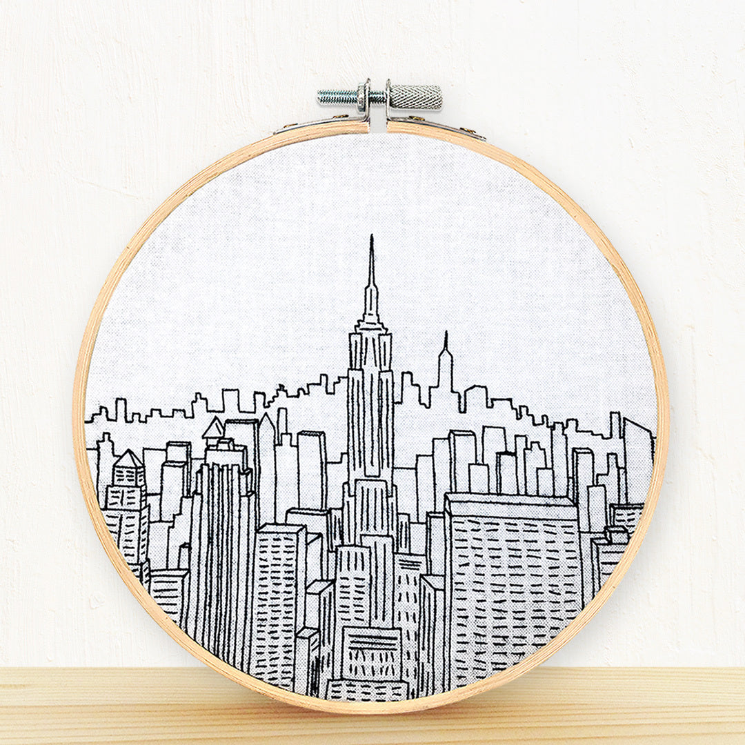 Embroidery and Sage Top of the Rock NYC Embroidery Kit - 8 1/4in W x 8 1/4in L x 3/8in D