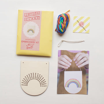 Cotton Clara Rainbow Banner Embroidery Kit - 9.5cm x 11cm