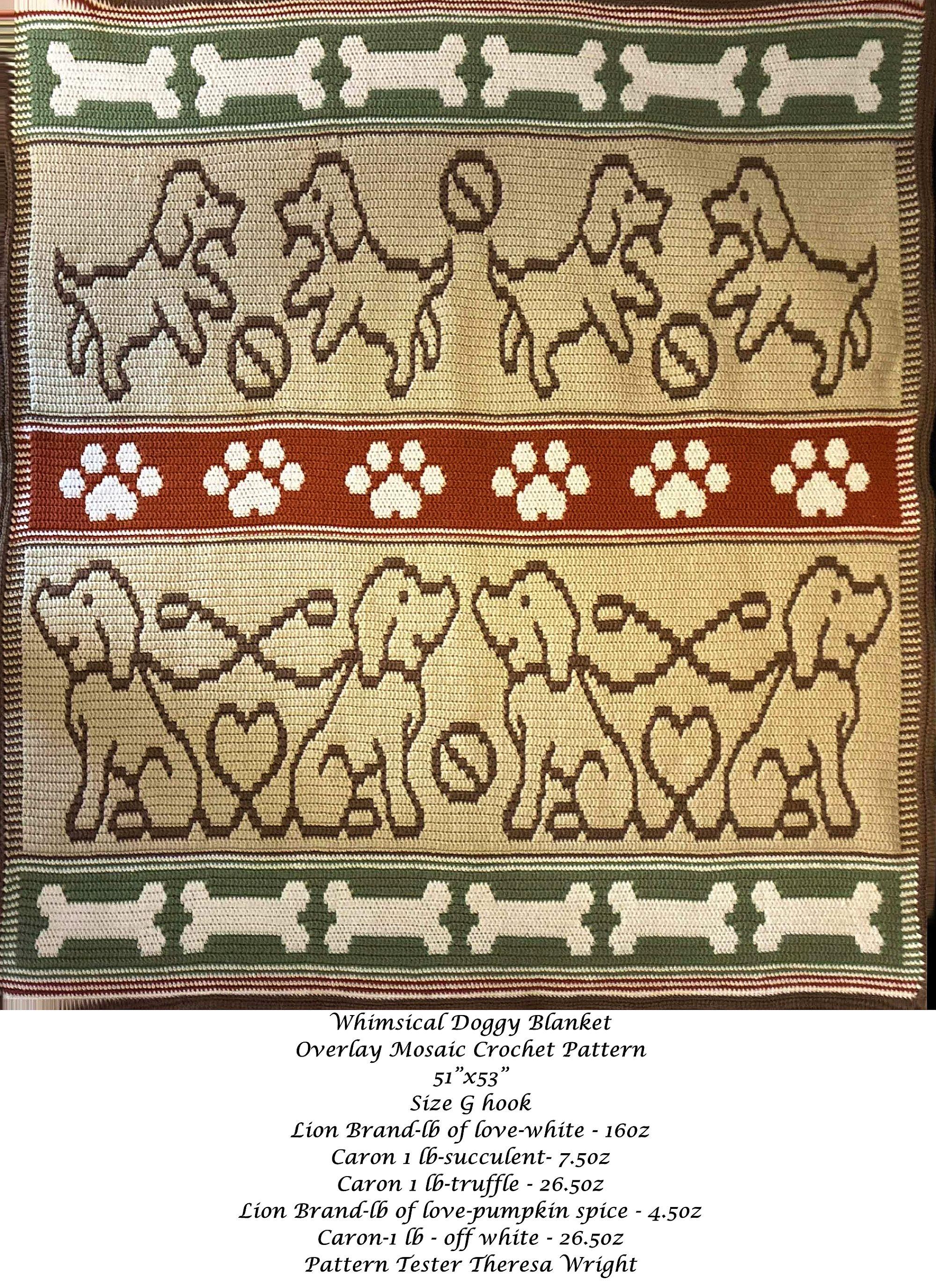Whimsical Doggy Blanket Overlay Mosaic Crochet Pattern