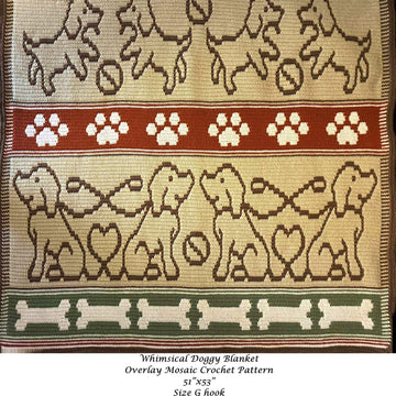 Whimsical Doggy Blanket Overlay Mosaic Crochet Pattern