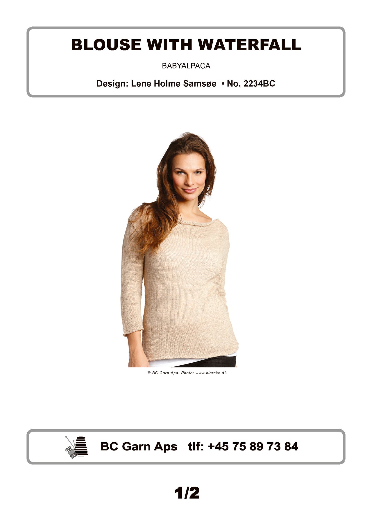 Blouse with Waterfall in BC Garn Baby Alpaca - 2234BC - Downloadable PDF