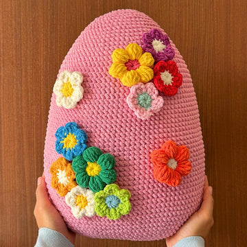 Egg Pillow with 3D Flowers