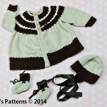 Bobble Yoke Matinee Baby Knitting Pattern #157