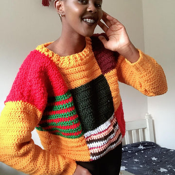 Patchwork crochet sweater