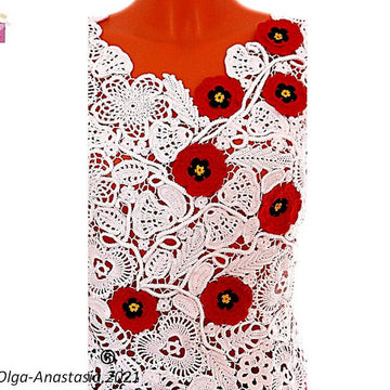 Lace blouse with poppies