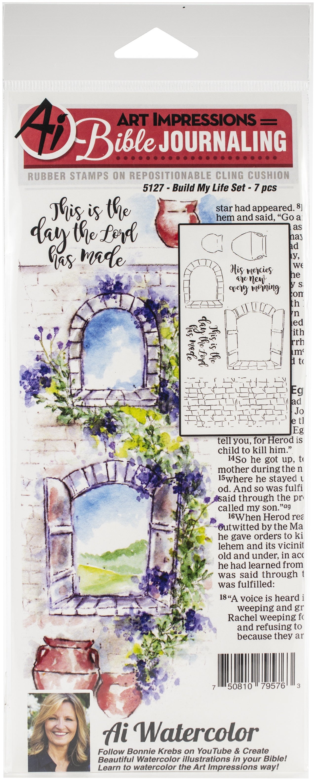 Art Impressions Bible Journaling Watercolor Rubber Stamps - Build My Life