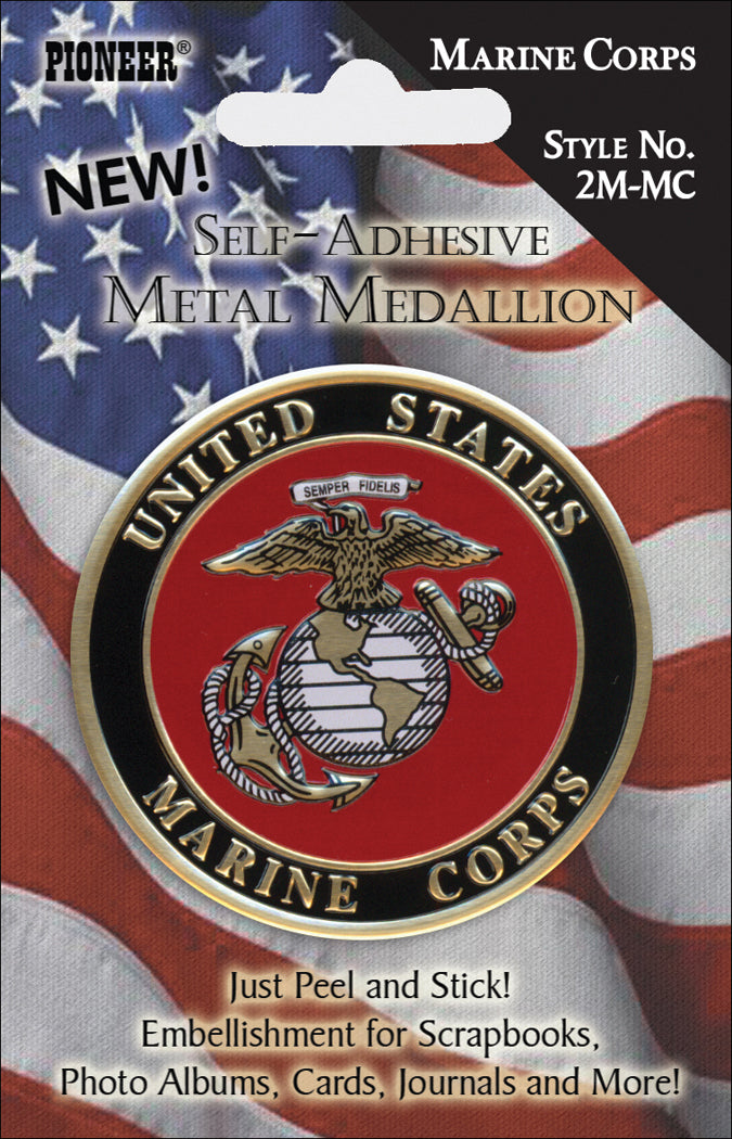Pioneer Military Self-Adhesive Metal Medallion 2" - Marine Corps