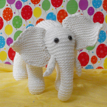 NURSERY WHITE ELEPHANT TOY KNITTING PATTERN - MADMONKEYKNITS