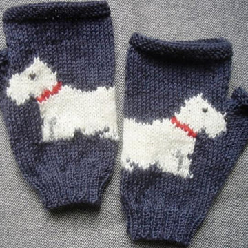Scottie Dog fingerless gloves