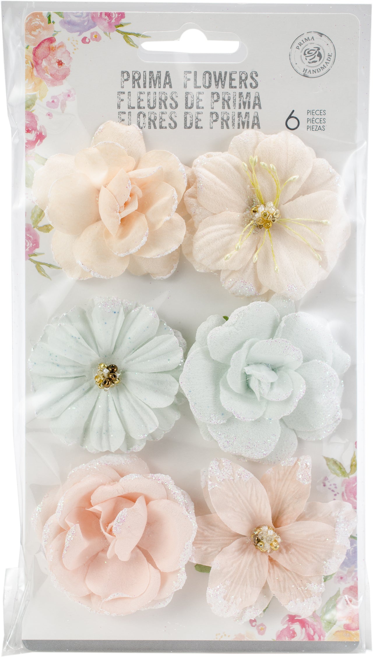 Prima Marketing Mulberry Paper Flowers - Princess/Love Story, 6/Pkg