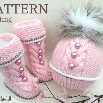 Knitting PATTERN Warm Baby Set Shoes and Hat