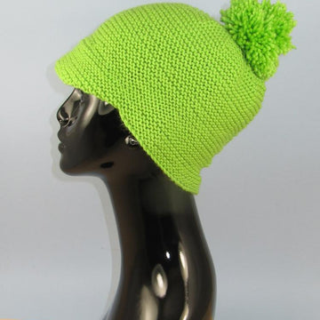 Peak Garter Stitch Bobble Cap