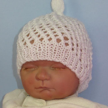 Baby Simple Lace Stitch Topknot Skullcap Hat