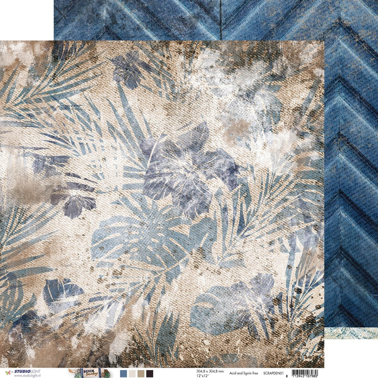 Studio Light Denim Saturdays Double-Sided Cardstock 12"X12" 10/Pkg - NR. 01