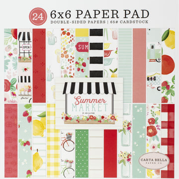 Echo Park Paper Carta Bella Double-Sided Paper Pad 6"X6" 24/Pkg - Summer Market, 12 Designs/2 Each