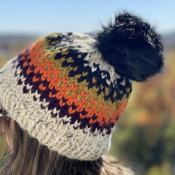 Fall Leaves Fair Isle Hat-Multi color Fair Isle-Snowflake Easy Beginner Pdf Pattern