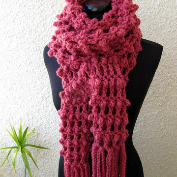 Chunky Crochet Long Scarf With Fringe