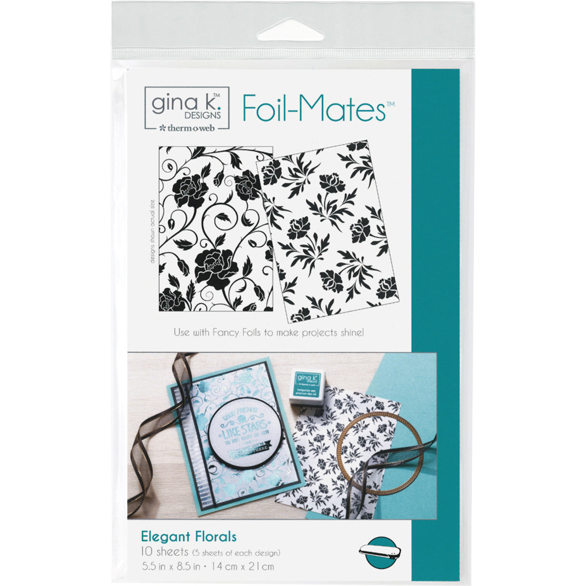 Therm O Web Gina K Designs Foil-Mates Background 5.5"X8.5" 10/Pkg - Elegant Florals
