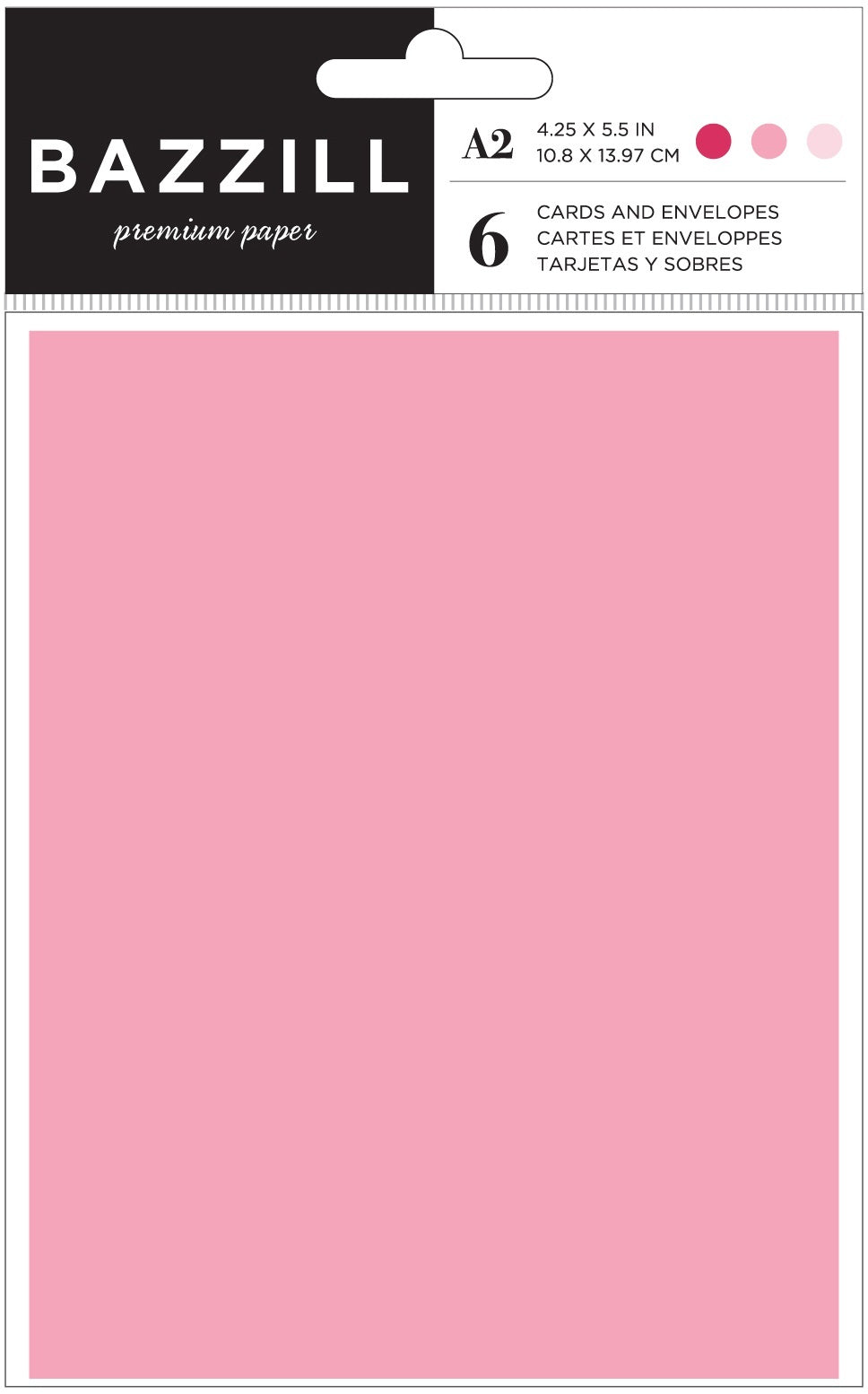 Bazzill Cards W/Envelopes 4.25"X5.5" 6/Pkg - Pinks