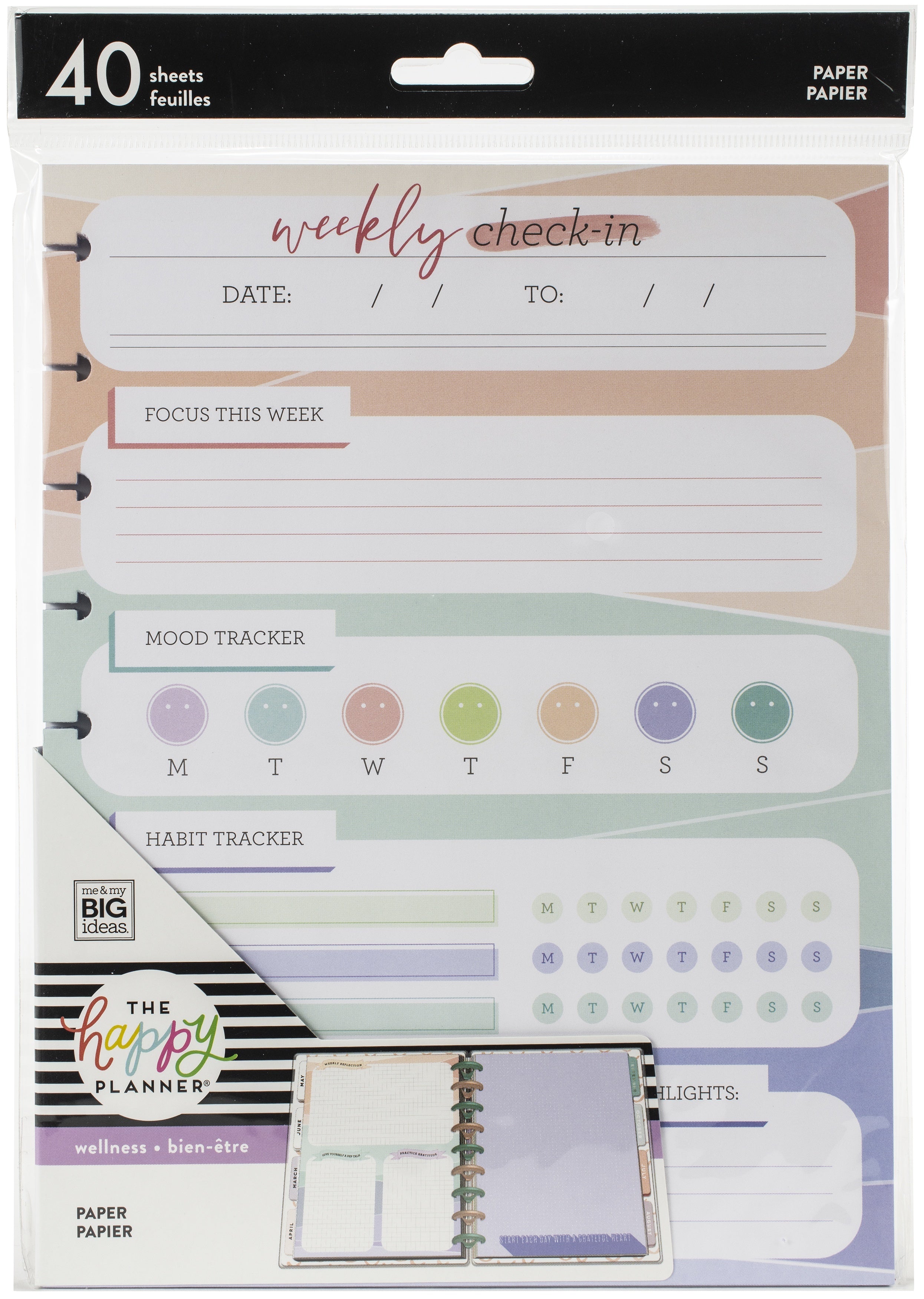 The Happy Planner Fill Paper 9.25"X7" 40/Pkg - Wellness Mood Tracker