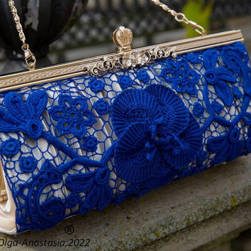 Irish lace blue handbag