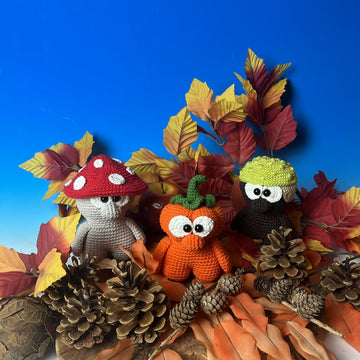 Herbst-Trio Pilz, Kürbis und Kastanie