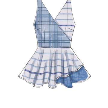 McCall's Misses' Mock Wrap Top with Peplum and Flounce Options M7602 - Sewing Pattern