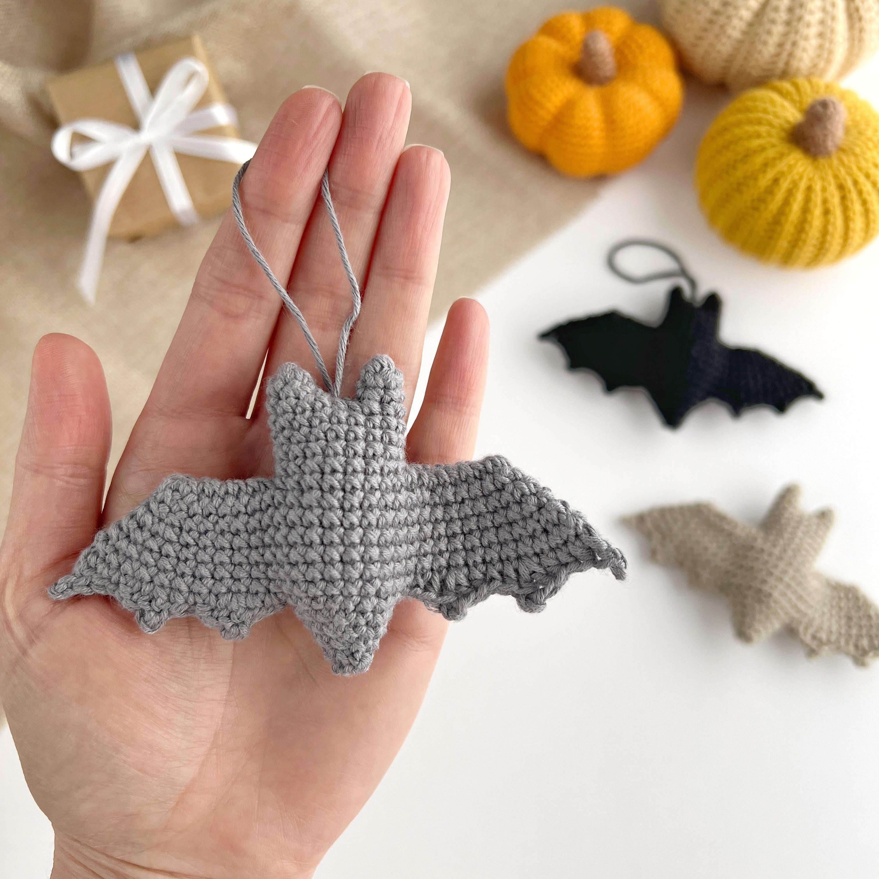 Crochet bat pattern no sew Amigurumi bat keychain charm Halloween ornament Car mirror hanger Keyring