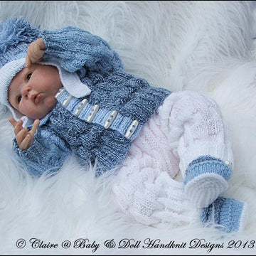 Cosy ribbed Jacket Set 16-22” doll/0-3m baby