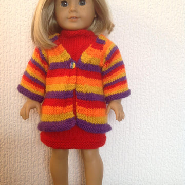 Coat of many colours and matching dress for 18 inch doll