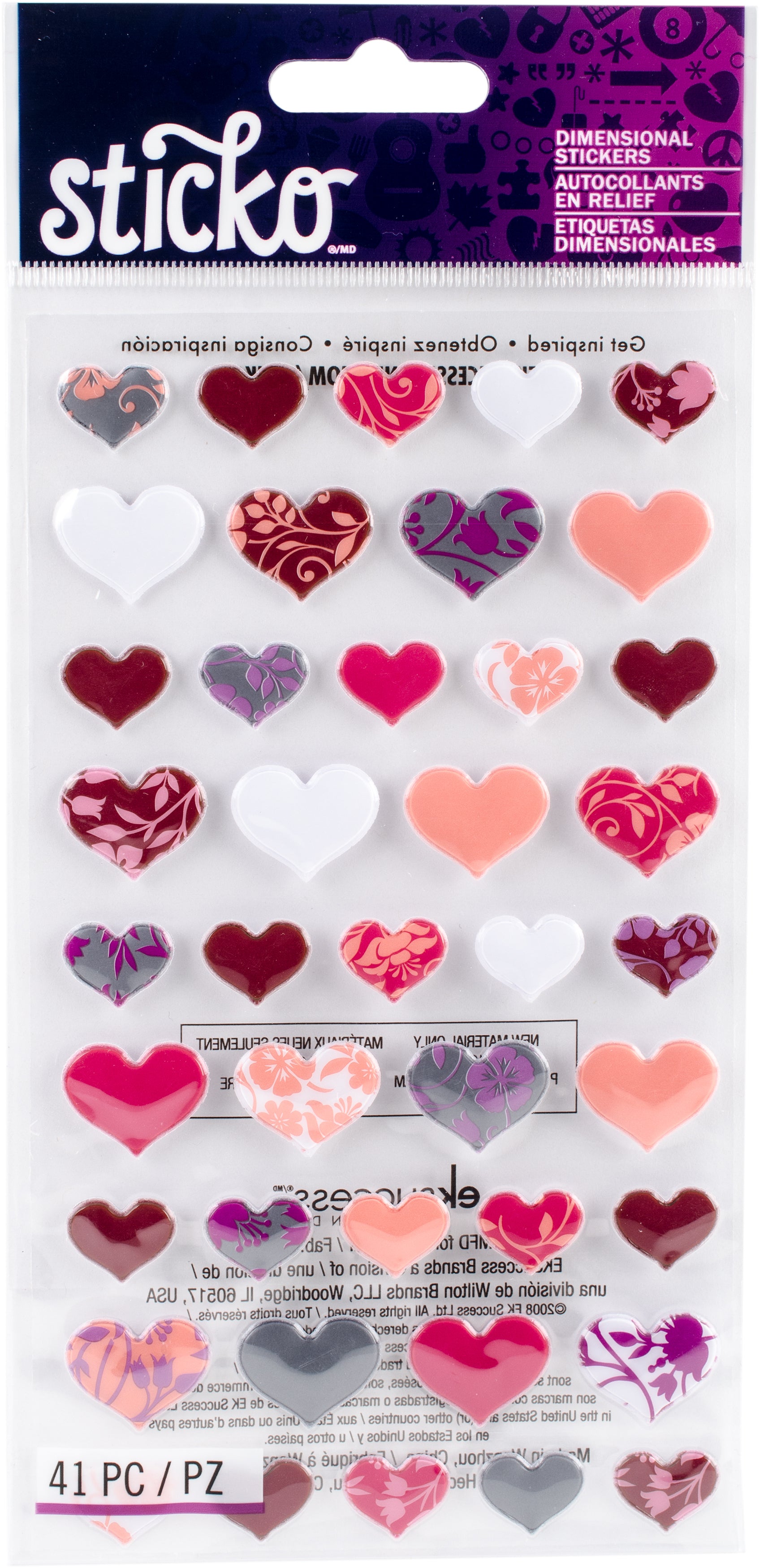 Sticko Dimensional Stickers - Lovely Hearts
