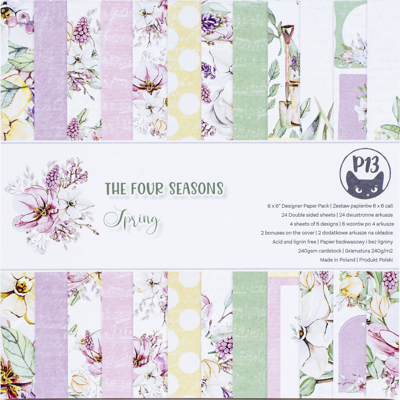 P13 Double-Sided Paper Pad 6"X6" 24/Pkg - The Four Seasons-Spring, 6 Designs/4 Ea