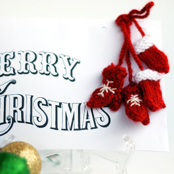 Small mittens for christmas or new year greeting card.