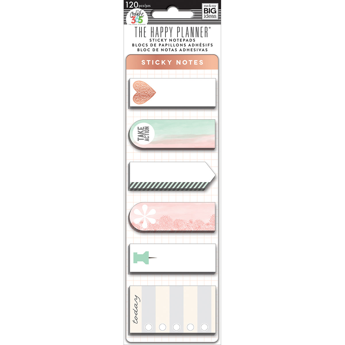 Happy Planner Sticky Notes 140/Pkg - Rose Gold, 7 Designs/20 Each