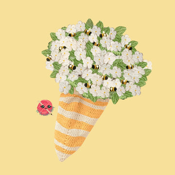 Bee Hive Flower Bouquet Crochet Blanket
