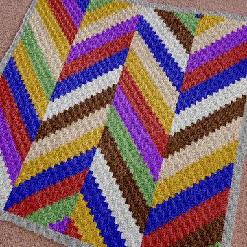 C2C Colorwork Herringbone Blanket Stroller Tutorial Baby Crip Pattern