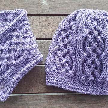Sapphire - cabled beanie and neck scarf