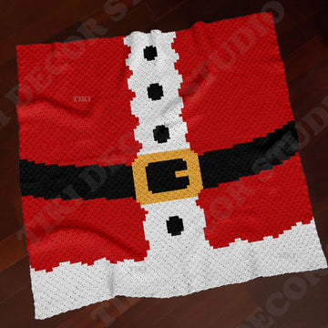 Christmas Blanket Santa Belt Throw C2C CROCHET PATTERN X-Mas Red Festive Coverup