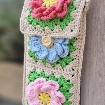 Granny square mobile phone bag crochet pattern T15