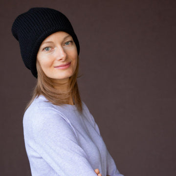 Knitting Pattern Rolled Brim Slouchy Beanie