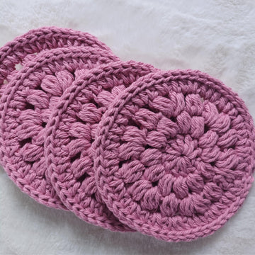 Pink Cotton Crochet Face Scrubbies