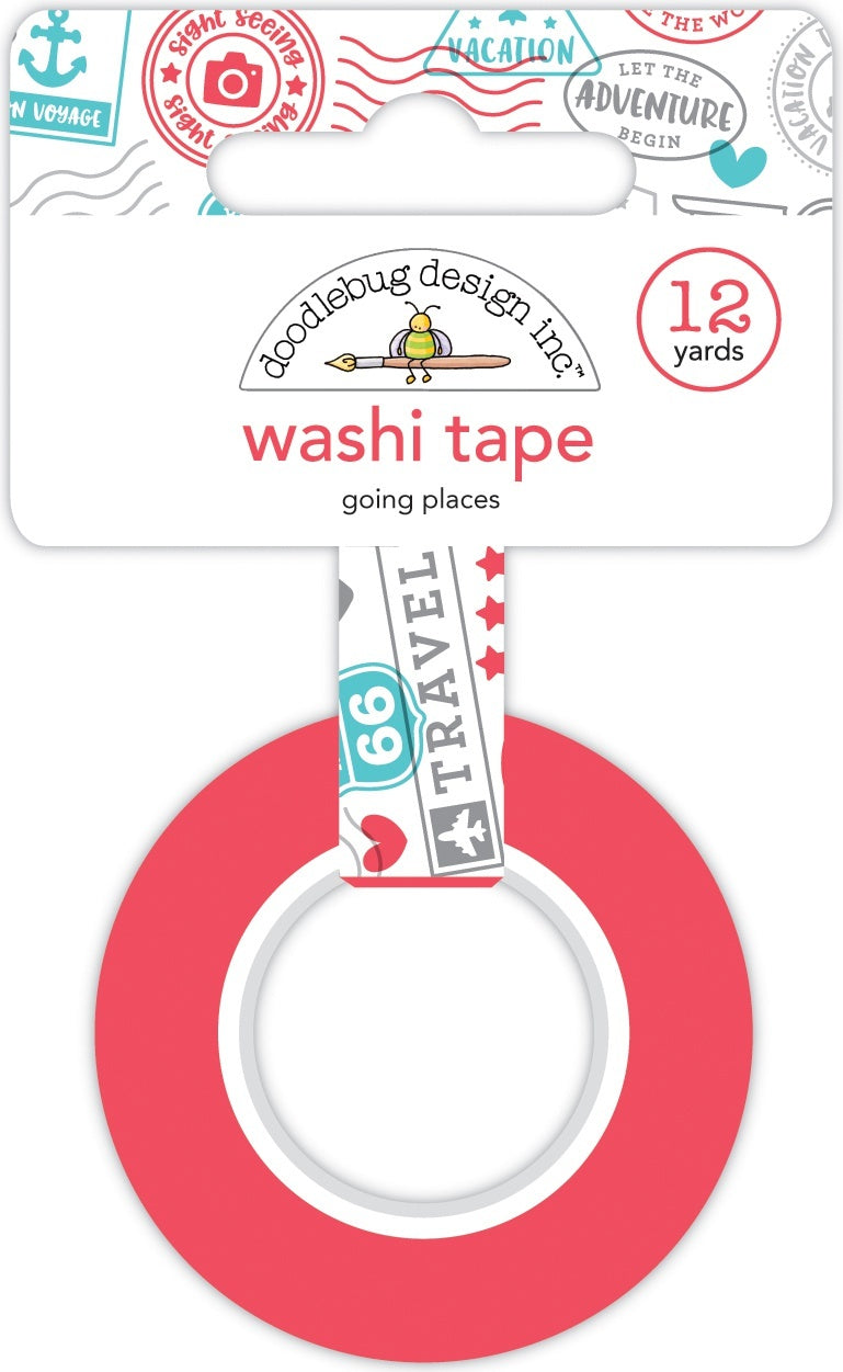 Doodlebug Washi Tape 15mmX12yd - Going Places, I Heart Travel