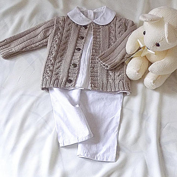 Baby / Child Sweater with Cables and Rib sleeve - P060