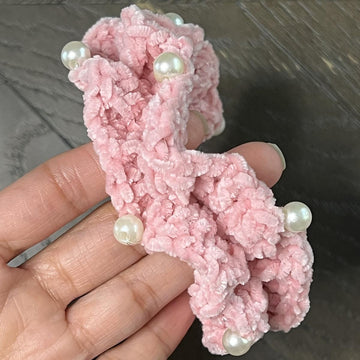 Pearl Plush Crochet Scrunchies