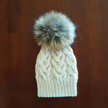 Spring Snow - Braided Cable Beanie