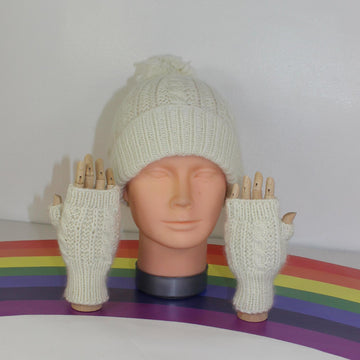 Toddler Child Aran Cable Beanie and Gloves