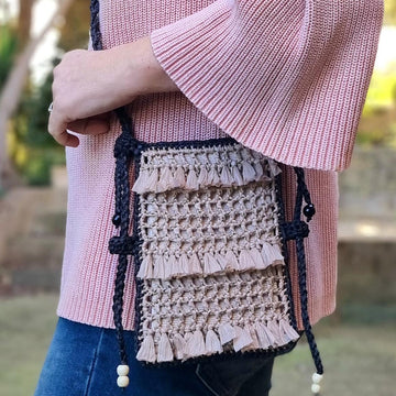 Mobile phone crossbody shoulder bag crochet pattern T26
