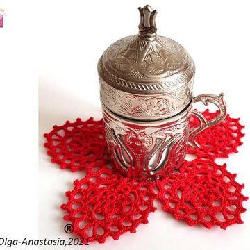 Red table doily