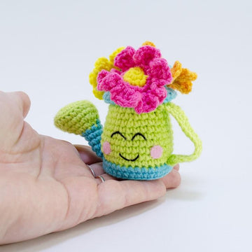 Amigurumi Mini Watering Can with Flowers